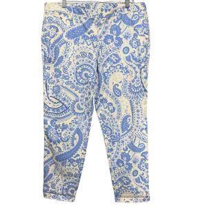 Talbots Simply Flattering WEEKEND CHINO Size 12 Blue Paisley Print NWT